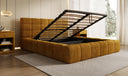 Designer-Polsterbett Marshmallow aus Cord mat Stauraum