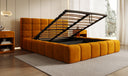 Designer-Polsterbett Marshmallow aus Samett mat Stauraum