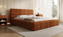Designer-Polsterbett Marshmallow aus Cord mat Stauraum