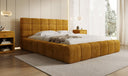 Designer-Polsterbett Marshmallow aus Cord mat Stauraum