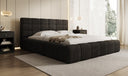 Designer-Polsterbett Marshmallow aus Cord mat Stauraum