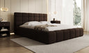 Designer-Polsterbett Marshmallow aus Teddy-Bouclé mat Stauraum