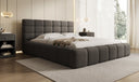 Designer-Polsterbett Marshmallow aus Teddy-Bouclé mat Stauraum