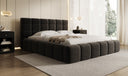 Designer-Polsterbett Marshmallow aus Strukturstoff mat Stauraum