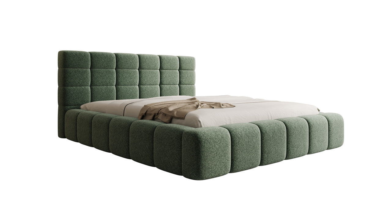 Designer-Polsterbett Marshmallow aus Strukturstoff mat Stauraum