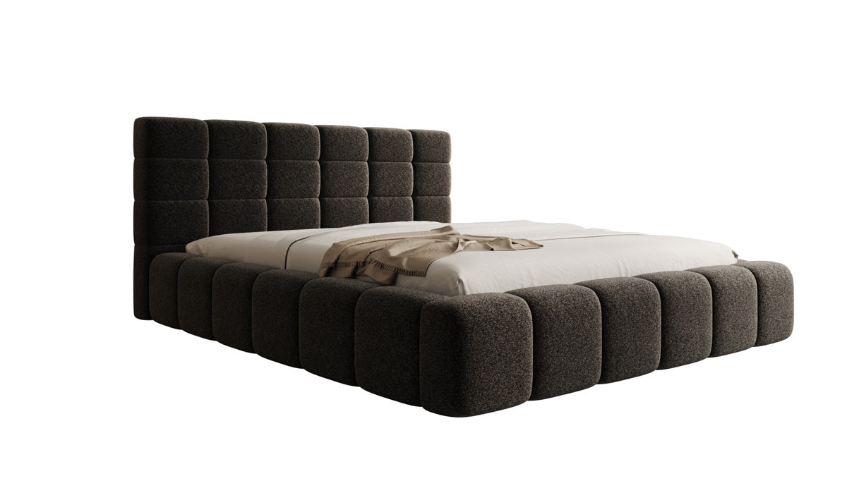 Designer-Polsterbett Marshmallow aus Strukturstoff mat Stauraum