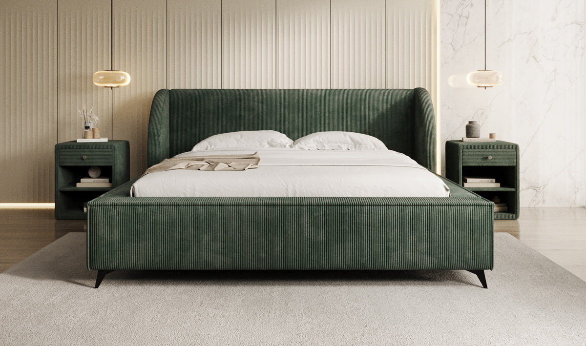 Designer Polsterbett Freya Cord mit Stauraum