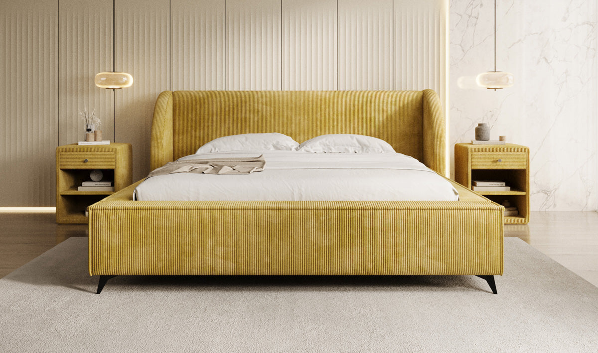 Designer Polsterbett Freya Cord mit Stauraum
