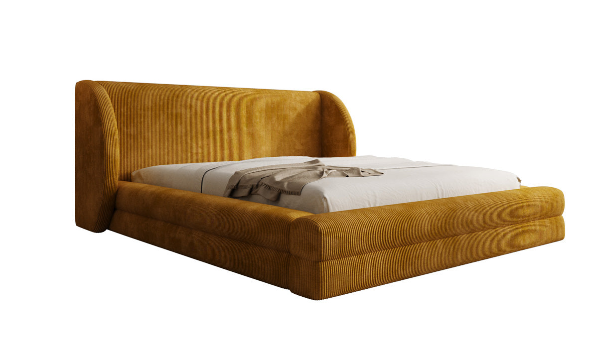 Lit rembourré design Liv en Côtelé avec espace de rangement