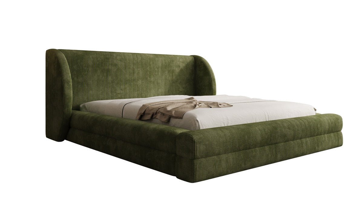 Lit rembourré design Liv en Côtelé avec espace de rangement