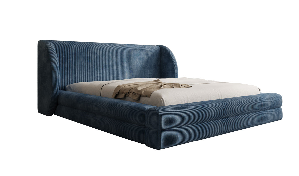 Lit rembourré design Liv en Côtelé avec espace de rangement