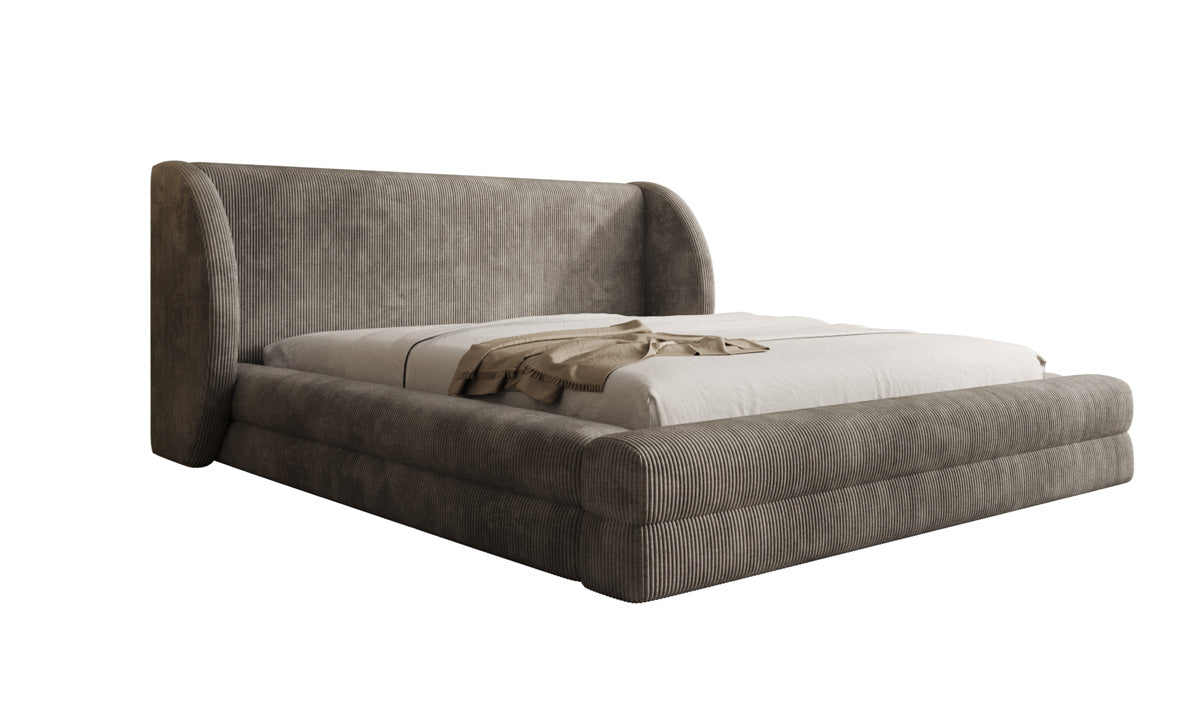 Lit rembourré design Liv en Côtelé avec espace de rangement