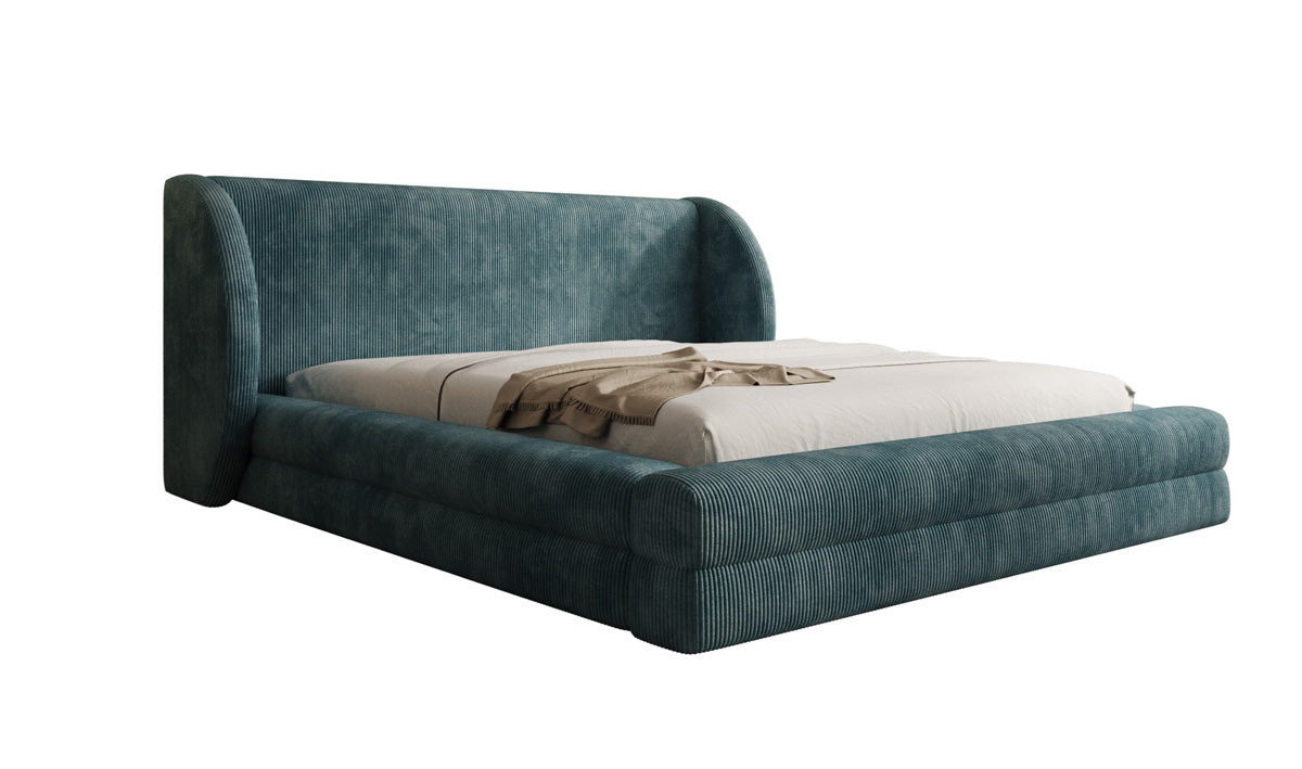 Lit rembourré design Liv en Côtelé avec espace de rangement