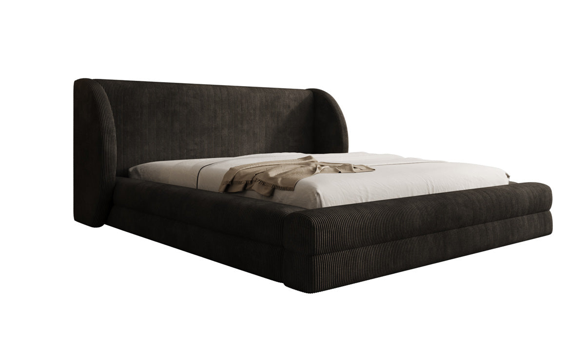 Lit rembourré design Liv en Côtelé avec espace de rangement