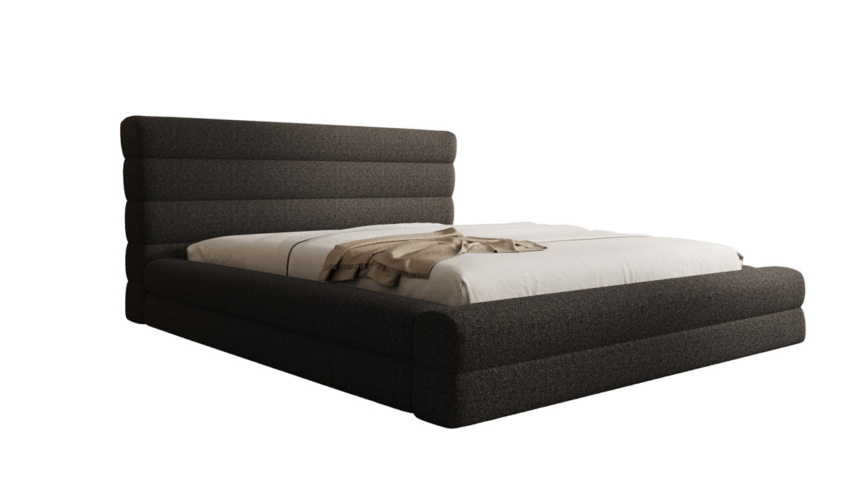 Lit rembourré design Maren en Peluche Bouclé avec espace de rangement