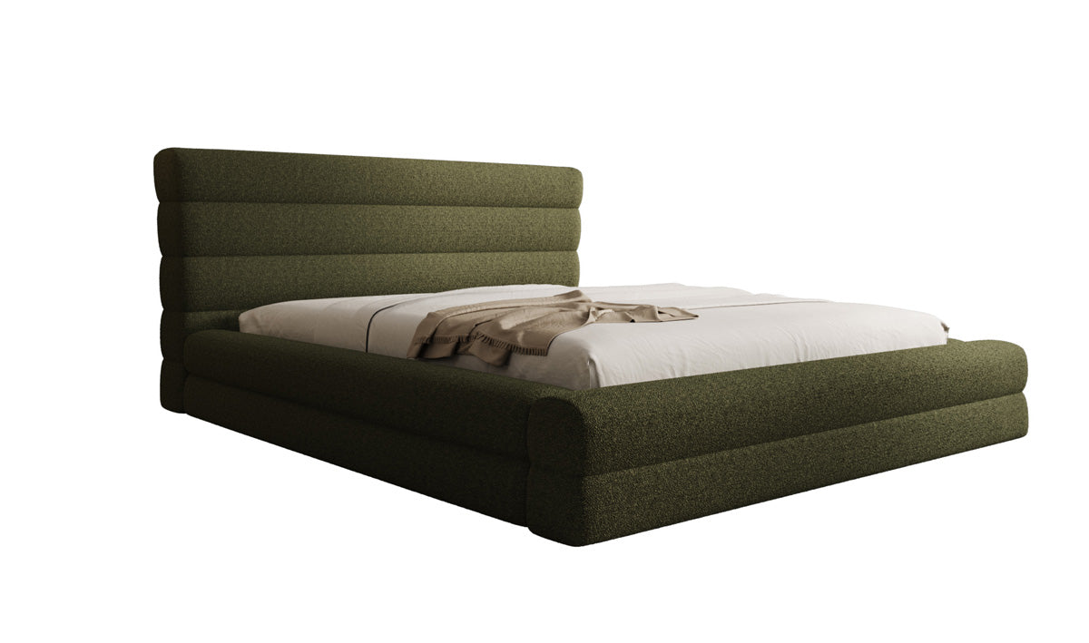Lit rembourré design Maren en Peluche Bouclé avec espace de rangement