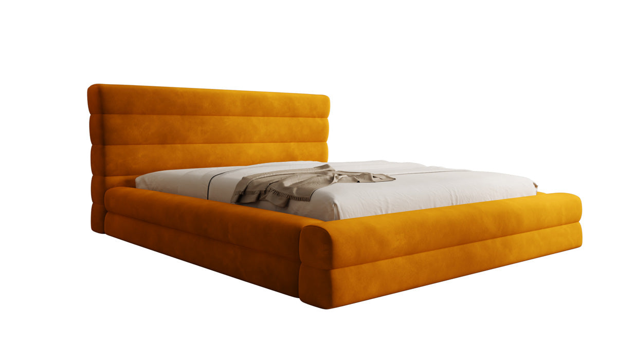 Lit rembourré design Maren en Velours avec espace de rangement