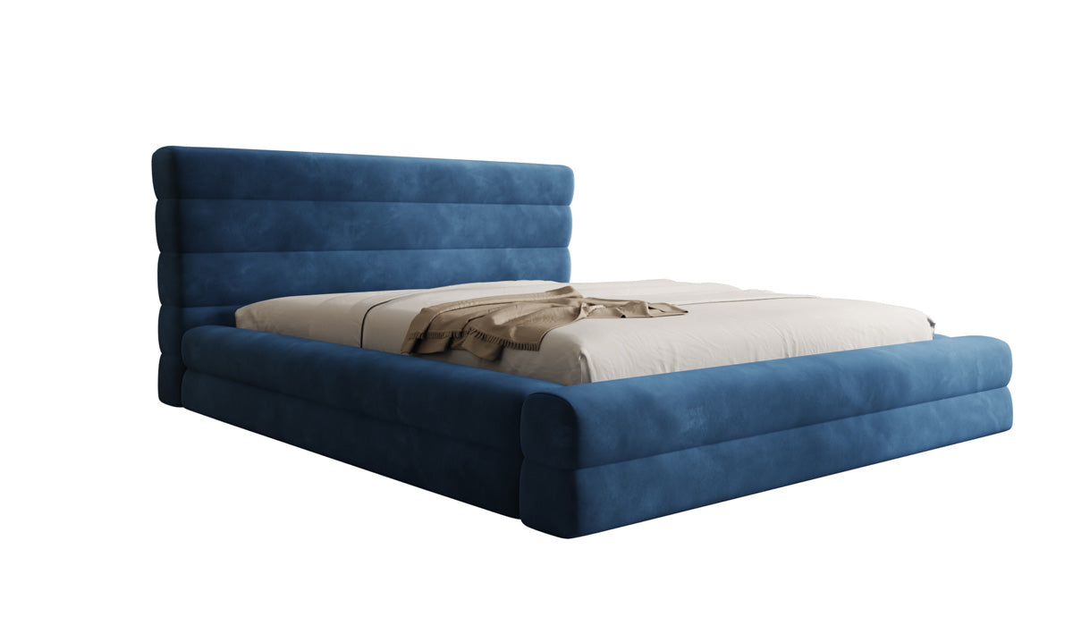 Lit rembourré design Maren en Velours avec espace de rangement