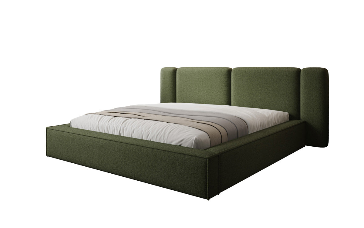 Lit rembourré design Klara en Peluche Bouclé avec espace de rangement