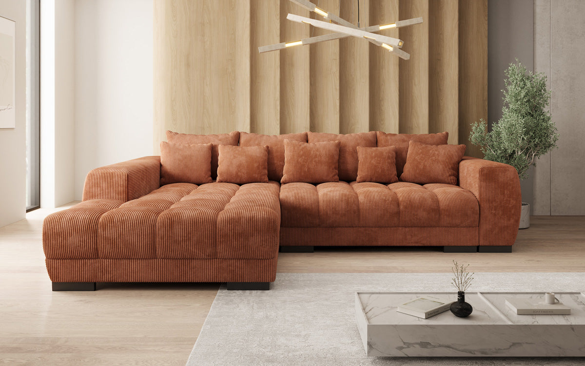 Designer Sofa Balu mit Schlaffunktion und Stauraum in Cord