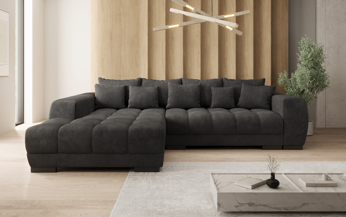 Designer Sofa Balu mit Schlaffunktion und Stauraum in Cord