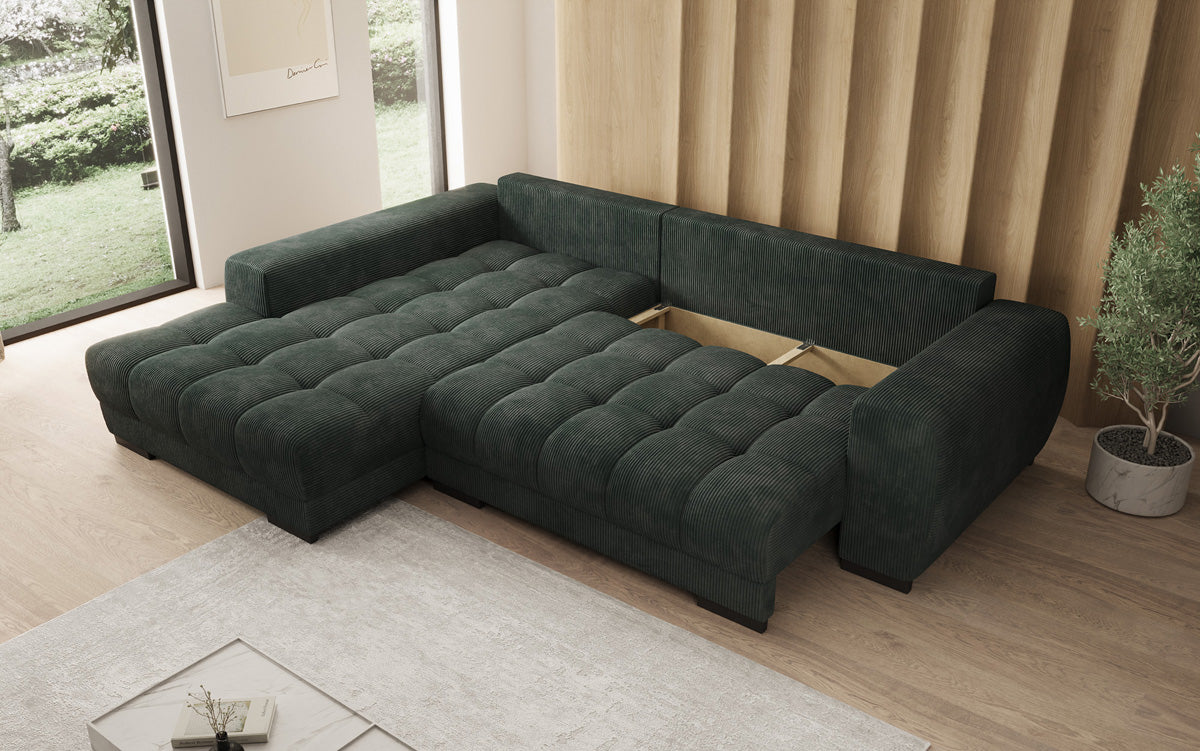 Designer Sofa Balu mit Schlaffunktion und Stauraum in Cord