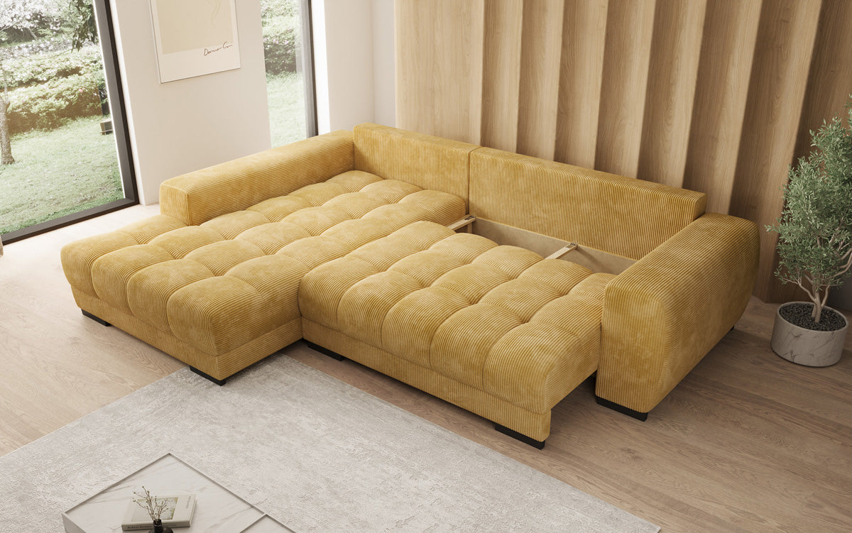Designer Sofa Balu mit Schlaffunktion und Stauraum in Cord