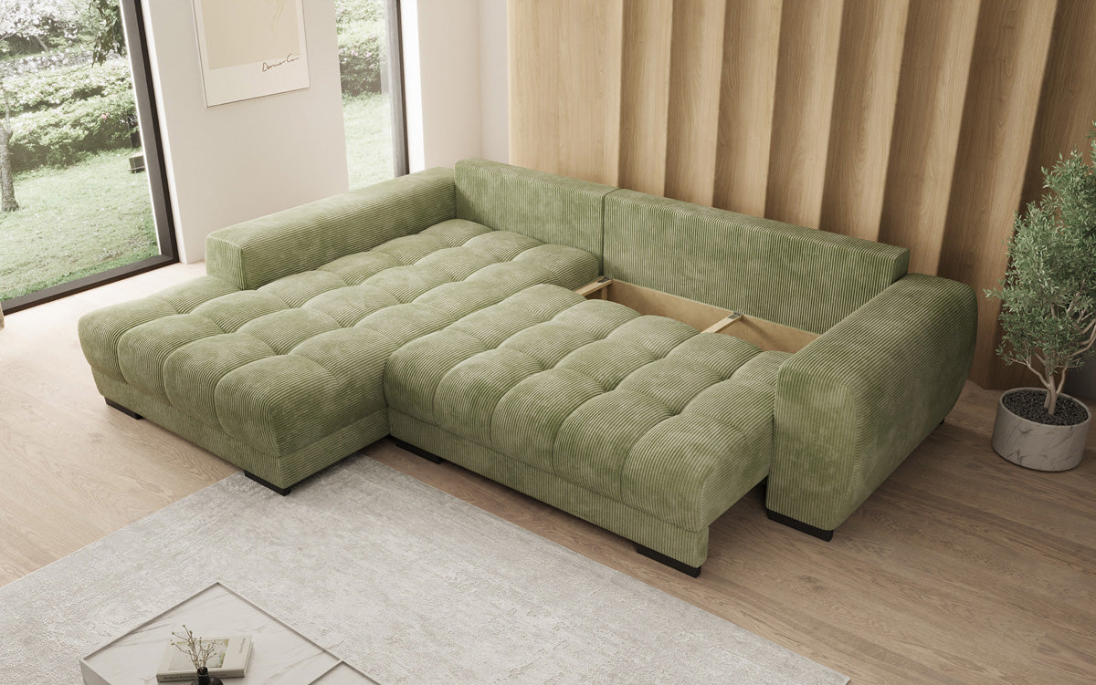 Designer Sofa Balu mit Schlaffunktion und Stauraum in Cord