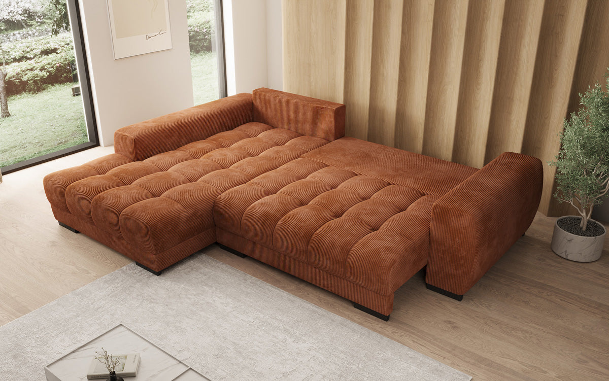 Designer Sofa Balu mit Schlaffunktion und Stauraum in Cord