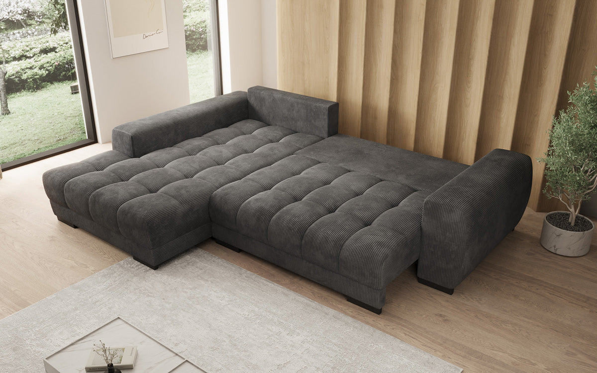Designer Sofa Balu mit Schlaffunktion und Stauraum in Cord