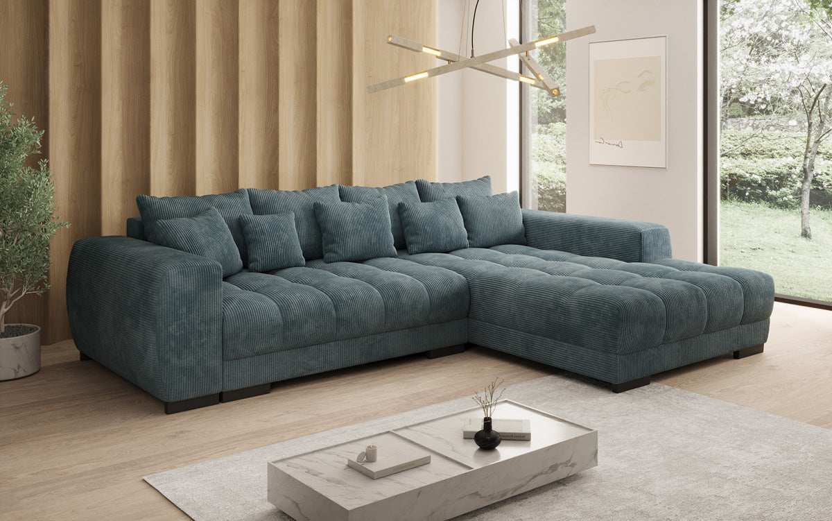 Designer Sofa Balu mit Schlaffunktion und Stauraum in Cord