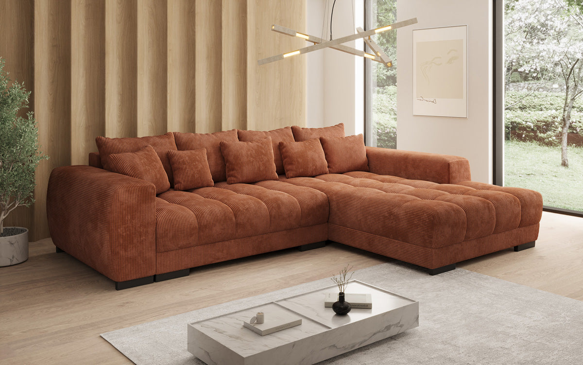 Designer Sofa Balu mit Schlaffunktion und Stauraum in Cord