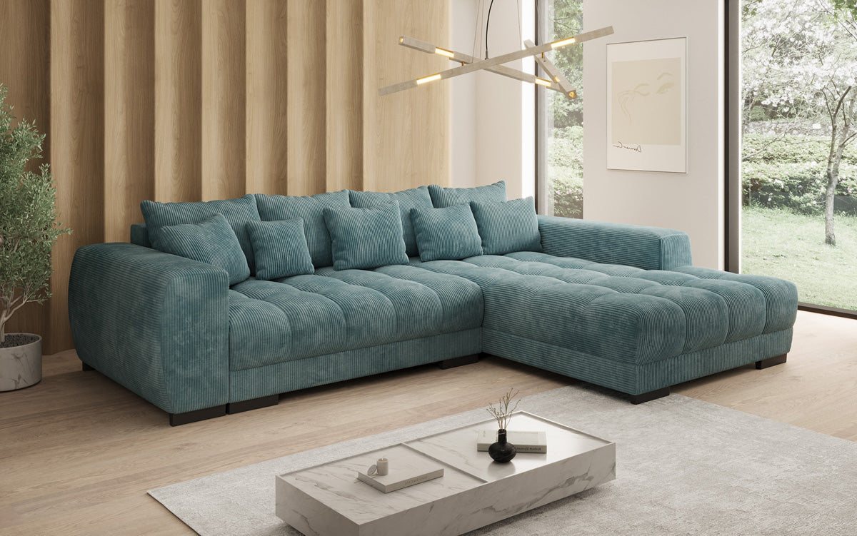 Designer Sofa Balu mit Schlaffunktion und Stauraum in Cord