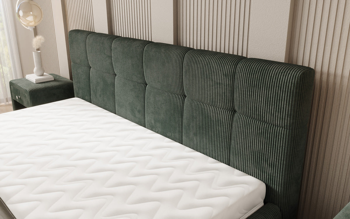 Lit rembourré design Nelly en Côtelé avec espace de rangement
