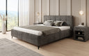 Lit rembourré design Nelly en Côtelé avec espace de rangement