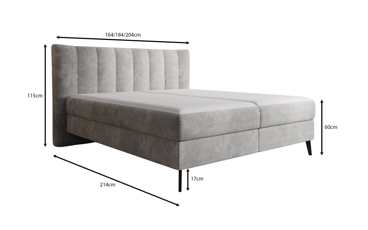 Ines box spring bed in Corduroy with storage