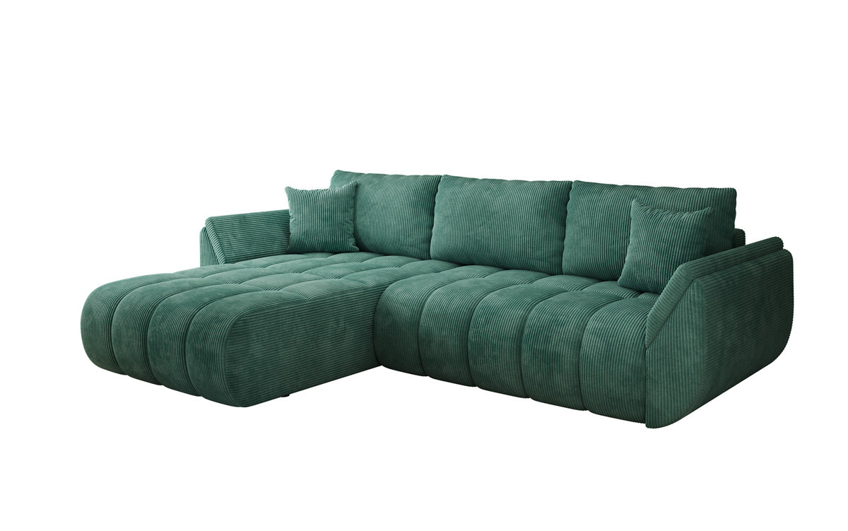 Designer-Sofa Lenoa L mat Schloffunktioun a Stauraum a Cord