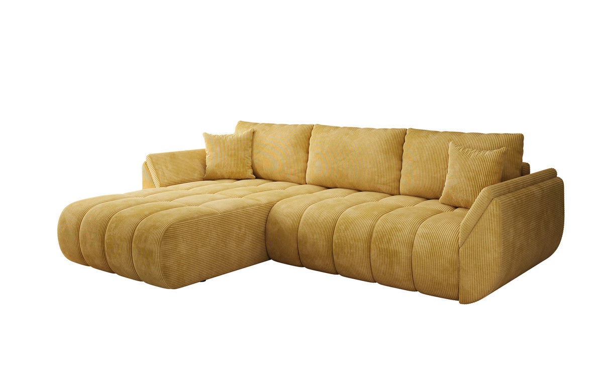 Designer-Sofa Lenoa L mat Schloffunktioun a Stauraum a Cord