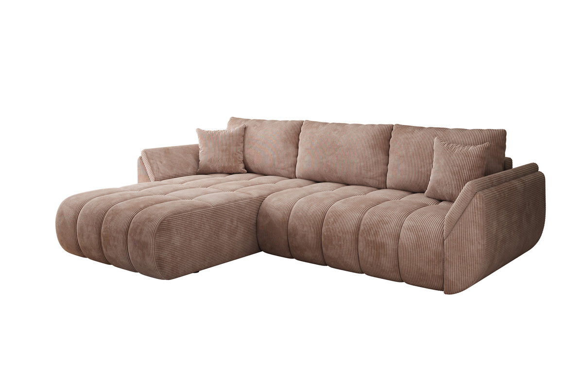 Designer-Sofa Lenoa L mat Schloffunktioun a Stauraum a Cord