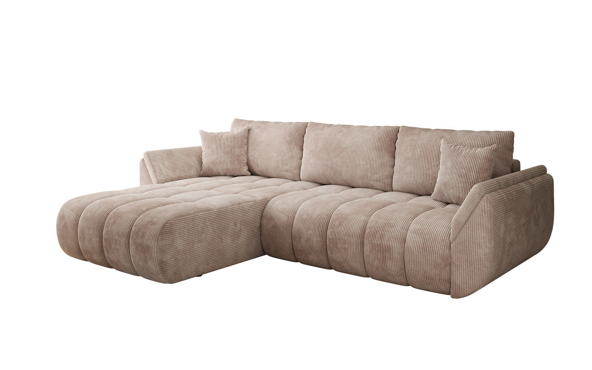 Designer-Sofa Lenoa L mat Schloffunktioun a Stauraum a Cord