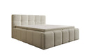 Lit rembourré design Romy en Peluche Bouclé avec espace de rangement, matelas inclus
