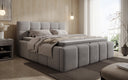 Lit rembourré design Romy en Peluche Bouclé avec espace de rangement, matelas inclus