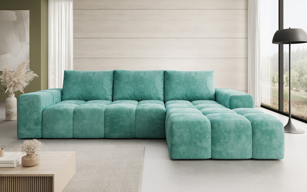 Designer Sofa Aila mit Schlaf- und Klappfunktion in Cord