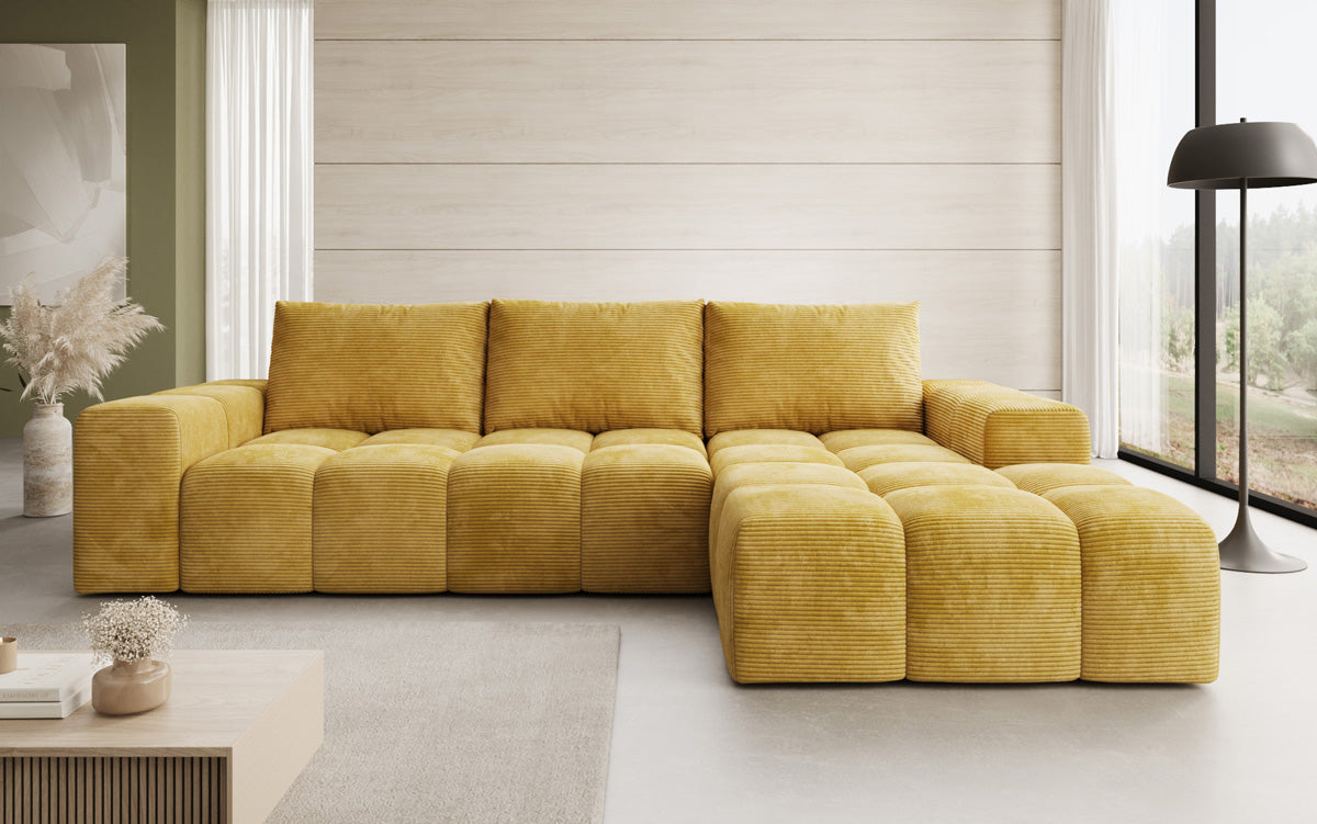 Designer Sofa Aila mit Schlaf- und Klappfunktion in Cord