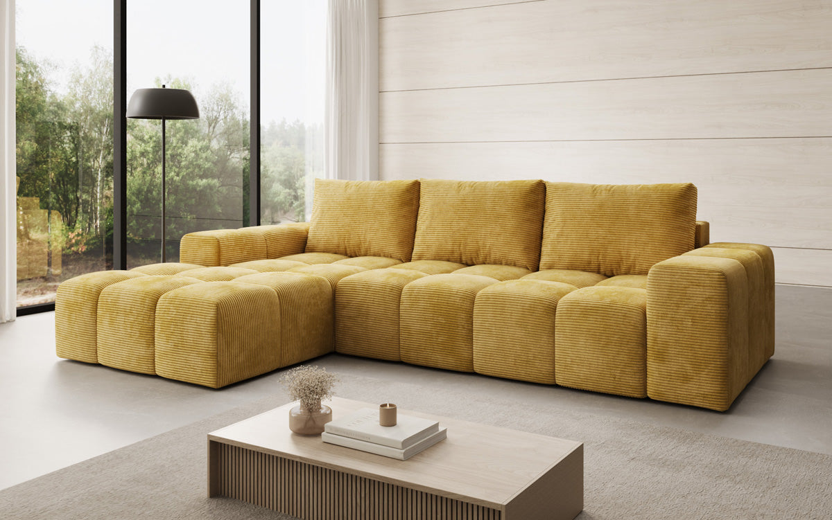 Designer Sofa Aila mit Schlaf- und Klappfunktion in Cord