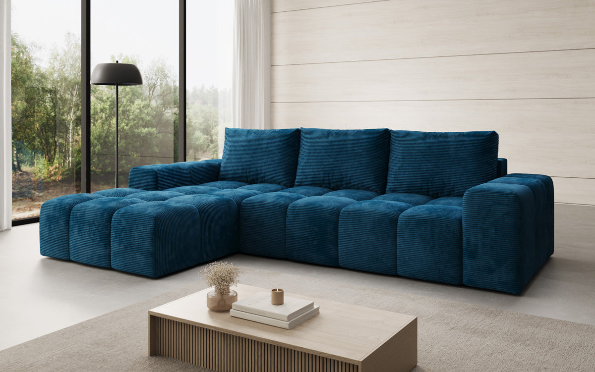 Designer Sofa Aila mit Schlaf- und Klappfunktion in Cord