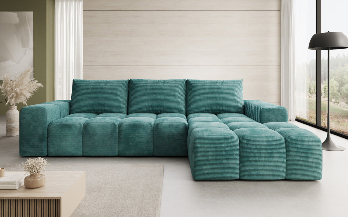 Designer Sofa Aila mit Schlaf- und Klappfunktion in Cord