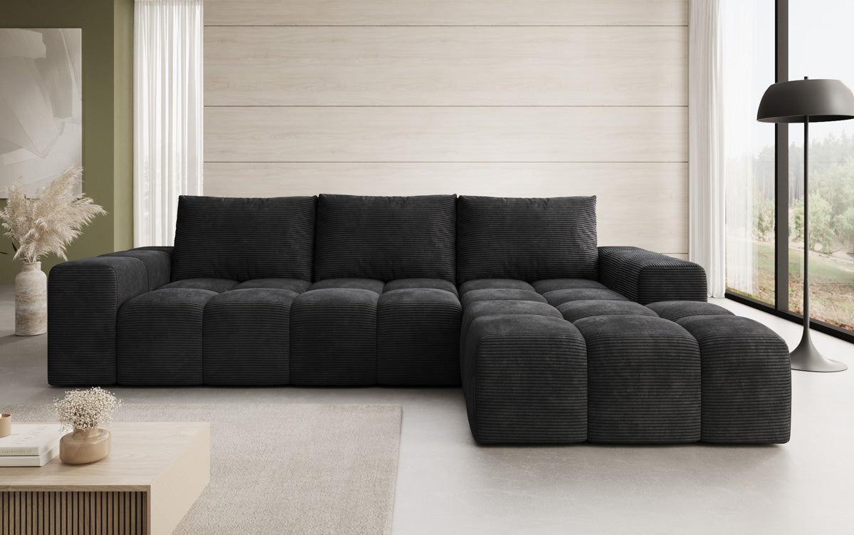 Canapé design Aila avec fonction couchage et fonction rabattable en Côtelé