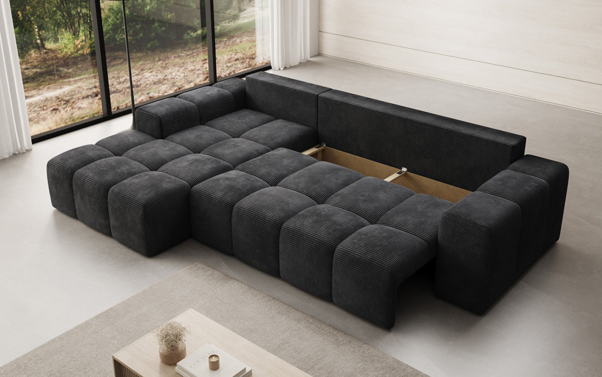 Canapé design Aila avec fonction couchage et fonction rabattable en Côtelé