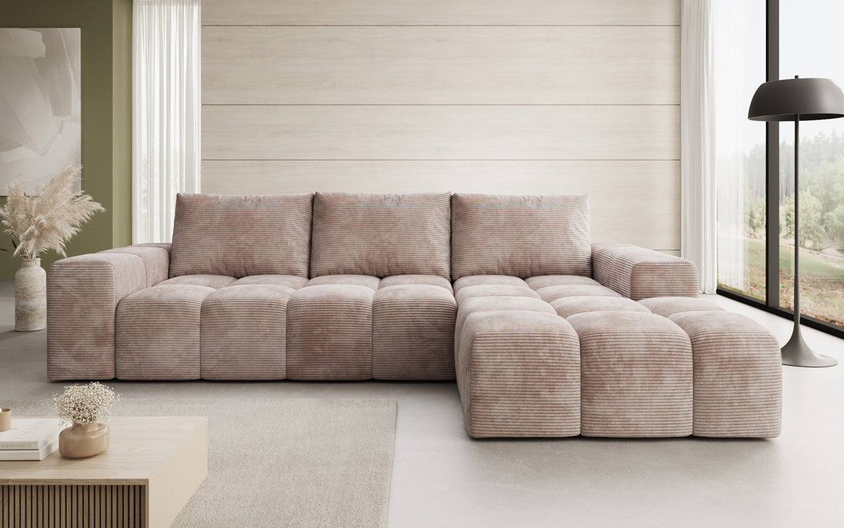 Canapé design Aila avec fonction couchage et fonction rabattable en Côtelé